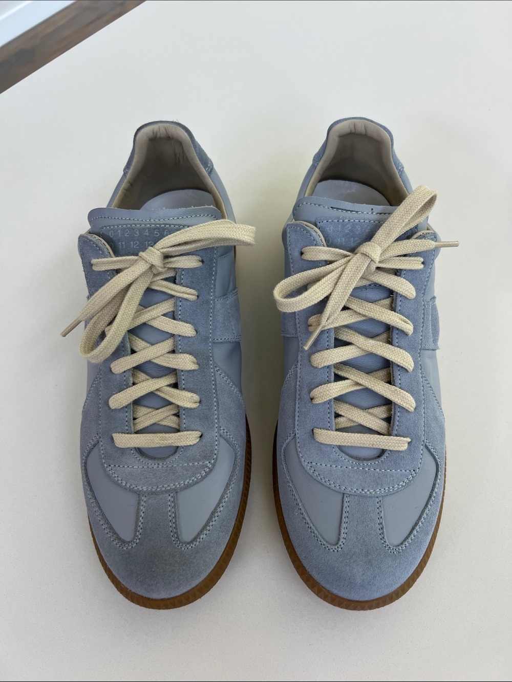 Maison Margiela men’s sports shoes sneakers trainers light blue leather size 40 - Picture 4 of 14